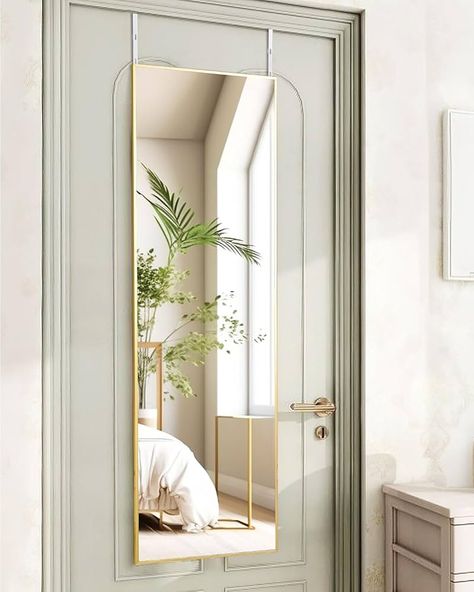 Teen Room Mirror, Closet Door Mirror, Full Length Mirror Door, Gold Mirror Bedroom, Door Hanging Mirror, Living Room Closet, Mirror Full Length, Long Mirror, Hanging Bedroom