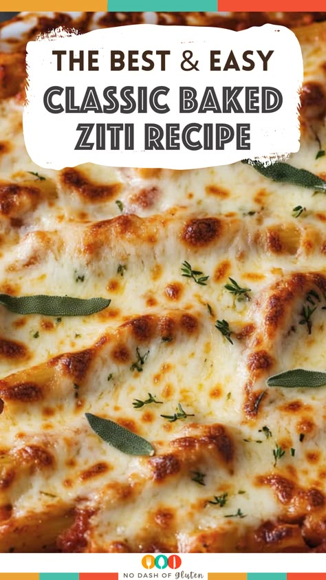 Looking for the ultimate comfort food? This Classic Baked Ziti Recipe is loaded with rich meat sauce, creamy ricotta, and gooey mozzarella. Perfect for weeknight dinners or feeding a crowd! Save this recipe and try it out tonight—your family will love it! Baked Ziti With Ground Chicken, Baked Ziti With Vodka Sauce, Bakedziti Ziti Recipes, Baked Ziti With Cream Cheese, Baked Ziti No Meat, Baked Ziti For A Crowd, Whole Chicken In Crockpot, Baked Ziti With Italian Sausage, Classic Baked Ziti Recipe