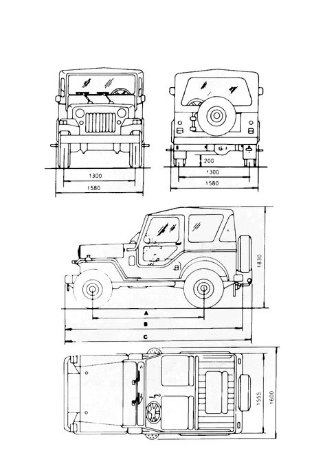 Mahindra CJ-4 Blueprint - Download free blueprint for 3D modeling Mahindra Thar Blueprint, Jeep Blueprint, Mahindra Jeep, Blueprint For 3d Modeling, 3d Portfolio, Low Poly Car, Mahindra Thar, Willys Mb, Blue Prints