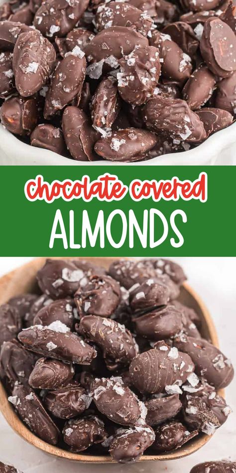 Made with just three ingredients, these chocolate covered almonds are a delicious and easy to make no-bake dessert that is sure to satisfy your sweet tooth for Christmas! Chocolate Covered Almonds Recipe, Easy Crock Pot Pasta, Candy Almonds, Almond Candy, Vegan Breakfast Burrito, Make Dessert, Candied Almonds, Chocolate Covered Almonds, Meatless Dinner