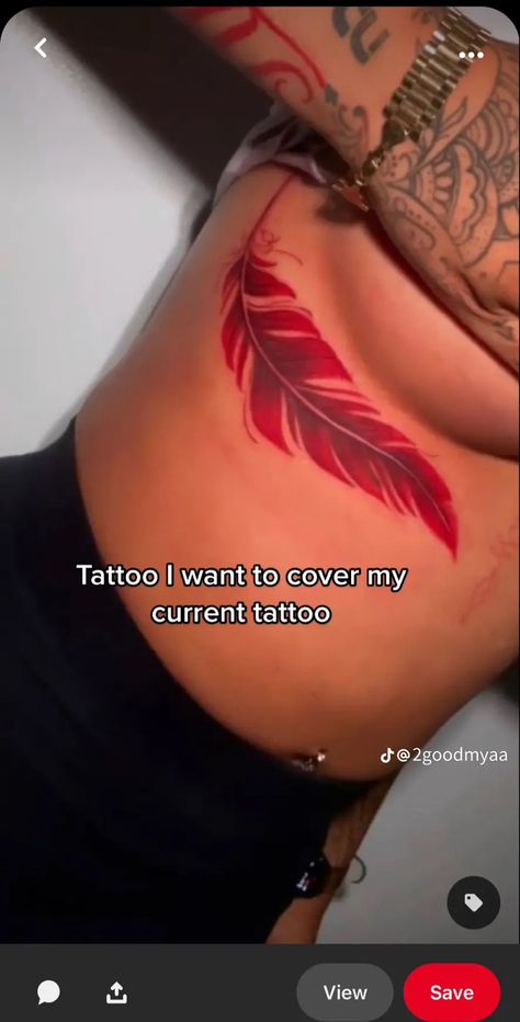 Cover Up Tattoos Red Ink, Hip Stomach Tattoos Women, Stomach Tattoo Black Women, Bold Word Tattoos, Tattoo For Dark Skin Women, Red Female Tattoo, Cover Up Neck Tattoos For Women, Belly Button Tattoos For Women Cover Up, Neck Tattoo Cover Up For Women