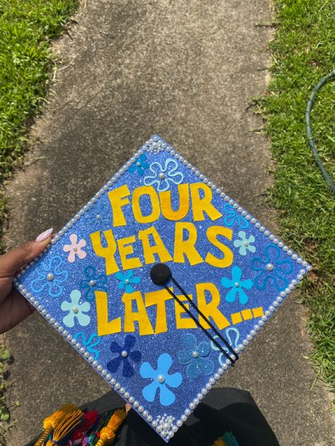 Cap Decoration Ideas For Guys, Guy Graduation Cap Ideas, Unique Cap Designs, Men’s Decorated Grad Cap, Graduation Cap Designs Royal Blue, Simple Grad Cap Ideas For Guys, Guy Cap Decoration Graduation, Senior Hat Ideas Grad Cap, Michigan Grad Cap