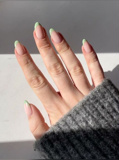 Matcha French Tip Nails, Matcha Manicure, Pale Green Nails, Matcha Green Nails, French Tip Mani, Matcha Nails, French Nails Design, Nail Ideas Simple, White Tip Acrylic Nails