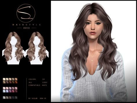 The Sims Resource - Long wavy hairstyle 05012024 Maxis Match Cc Folder, Sims 4 Hair Male, Sims 4 Piercings, Ts4 Hair, Sims 4 Anime, Play Sims 4, Sims 4 Cas Mods, Wavy Hairstyle, Sims 4 Cc Hair