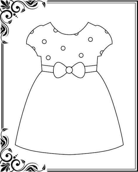 Dresses coloring pages for kids | Premium Vector #Freepik #vector #dresses #coloring-pages #wedding-dresses #coloring-pages-kids Clothes Outline, Dresses Coloring Pages, Dress Template, Dress Outline, Moldes Para Baby Shower, Preschool Learning Activities, Cut And Paste, Preschool Learning, Coloring Sheets