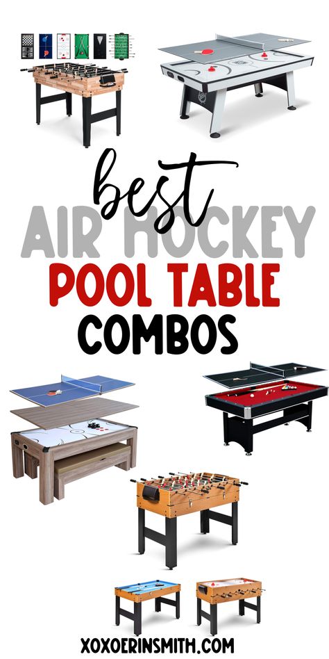 collage of the best multi game tables adn combination game tables to buy from Amazon. Convertible Game Table, Family Room Game Room, Air Hockey Game Room, Small Basement Game Room Ideas, Game Room Seating Ideas, Multigame Table, Adult Game Room Ideas, Game Table Ideas, Game Table In Family Room