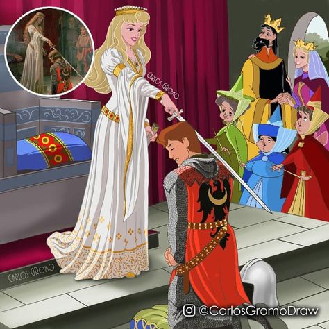 Sleeping Beauty Leighton Paintings, Edmund Leighton, Animated Disney Characters, Princess And Prince, Lawrence Alma Tadema, Animation Disney, Disney Princess Aurora, Grant Wood, William Adolphe Bouguereau