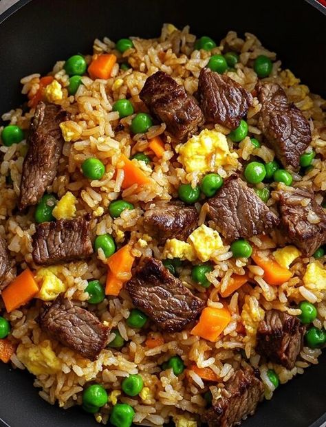 Rice With Steak Recipes, Recipes For Stir Fry Beef, Rice Bowls With Steak, Fried Rice With Steak, Corned Beef Fried Rice, Steak Bowls With Rice, Beef Fried Rice Recipe Chinese, Bbq Fried Rice, Beef Fried Rice Recipe Easy