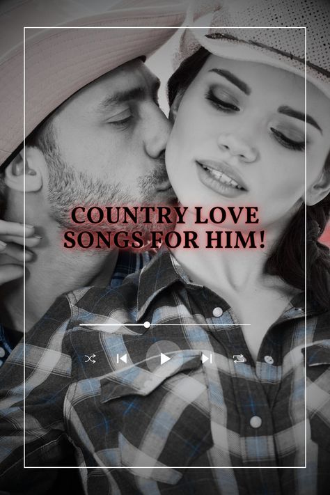 Beautiful cowboy couple where the man kisses the woman on the neck with his eyes closed with the text country love songs for him. Love Songs About Him, Songs To Dedicate To Boyfriend, Best Love Songs For Him, Songs That Remind Me Of Him, Cute Song Lyrics To Send To Your Boyfriend, Country Love Songs For Him, Sweet Love Songs Playlist, Songs About Him, Love Songs Country