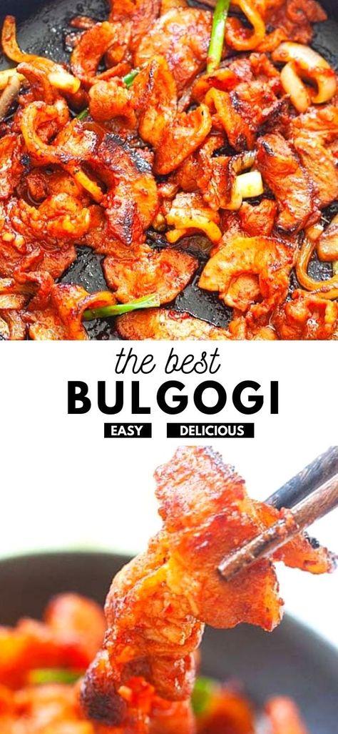 Pork Bugolgi, Spicy Korean Pork Belly, Easy Korean Pork Belly Recipes, Spicy Beef Bulgogi Recipe, Chili Paste Recipe Dishes, Spicy Bulgogi Recipe, Korean Pork Belly Marinade, Pork Bulgogi Bowl, Korean Pork Recipes