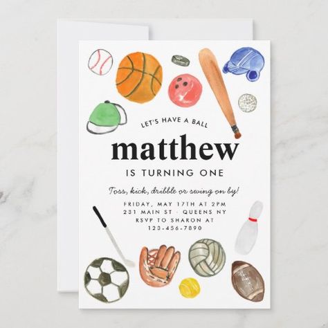 Modern All Star Sports Balls Team Kid Boy Birthday Invitation Sports Birthday Invitations, Ball Birthday Parties, Sports Birthday Party, Ball Birthday, Birthday Postcards, 2nd Birthday Invitations, Kid Boy, Sports Birthday, Birthday Flyer