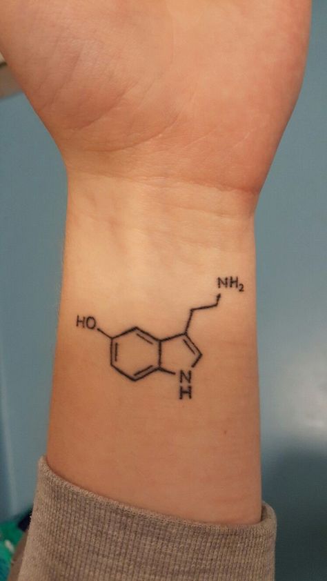 Ag Tattoo, Small Science Tattoos, Seratonin Small Tattoo, Alchemy Tattoos, Scientific Tattoo, Serotonin Tattoo, Chemistry Tattoo, Science Tattoo, Alchemy Tattoo