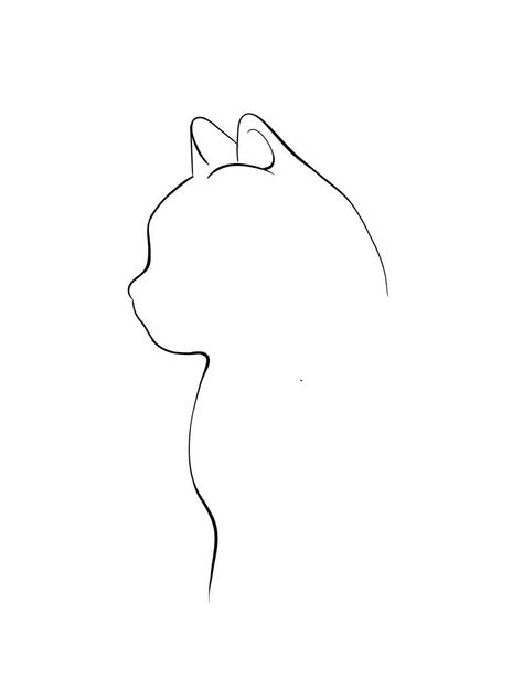 Cat Side Profile Tattoo, Cat Profile Tattoo, Fineline Cat Tattoo, Cat Silhouette Tattoos, Tattoo Gato, Free Tattoo Fonts, Cat Outline Tattoo, Cat Line Art, Cat Tattoo Simple