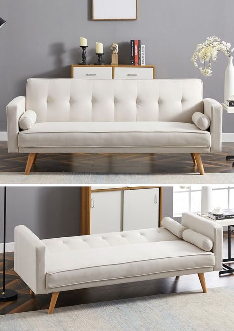 Small Space Sleeper Sofa, Small Living Area, Small Sofa Designs, Tiny Sofa, White Sofa Bed, Bed With Canopy, Sofa Come Bed, Comfortable Sofa Bed, Beds For Small Spaces