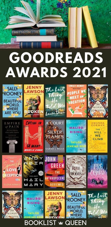 Find all the winners of the Goodreads Choice Awards in 2021. Discover all the best books to read in 2022 with these popular book releases from 2021. The Goodreads Awards 2021 feature such books as Malibu Rising, Crying in H Mart, Project Hail Mary and The Last Thing He Told Me. If you are looking for the best book recommendations, you can't go wrong with these award-winning books. Best Books To Read In 2022, Crying In H Mart, Project Hail Mary, H Mart, Best Book Club Books, Malibu Rising, The Best Books To Read, Relationship Books, Books You Should Read