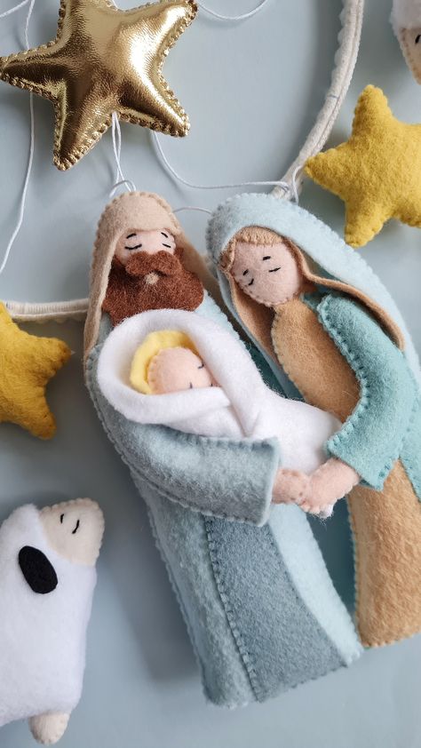 Felted Nativity Scene, Felt Nativity Set, Nativity Felt Ornament, Felt Decorations Christmas, Felt Nativity Pattern Templates, Felt Nativity Ornaments, Felt Angel Ornaments, Felt Nativity Scene, Felt Nativity