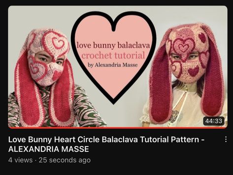 Bunny Balaclava Crochet, Balaclava Tutorial, Balaclava Crochet Pattern, Bunny Balaclava, Balaclava Crochet, Crochet Balaclava, Bunny Heart, Crochet Mask, Crochet Patterns Free Beginner