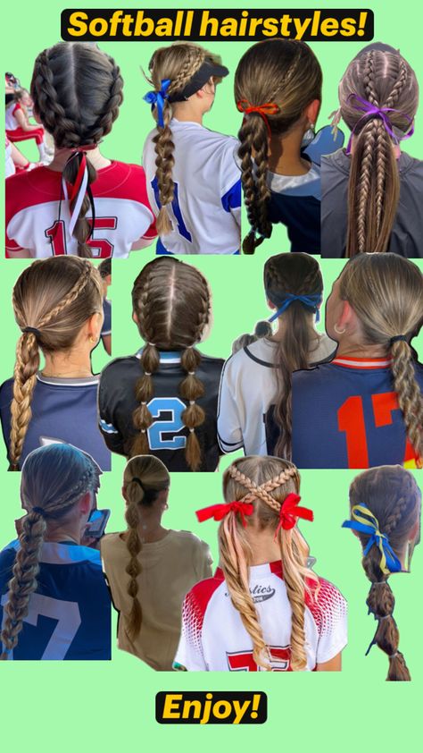 Softball hairstyles Braids Ponytail, Softball Outfits, Softball Hairstyles, Game Day Hair, Toddler Hairstyles Girl, Sports Hairstyles, Favorite Hairstyles