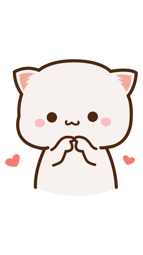 Our cute white Mochi Mochi Peach Cat was embarrassed because you noticed this adorable sticker. Mochi Mochi Peach Cat is very glad that she finally met you!. Mochi Peach Cat, Peach Cat, White Cat, Mochi, Pink, White