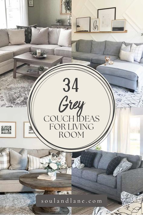 Transform your living space with these grey couch living room ideas that exude timeless style. From subtle neutrals to bold contrasts, explore the versatility of grey as it complements any space effortlessly creating a cozy and stylish haven for relaxation. Grey Sofa In Beige Living Room, Light Grey Sectional Couch, Small Gray Living Room Cozy, Great Sofa Living Room, How To Decorate With A Grey Couch, Gray Sectional Styling, Living Rooms With Gray Sectionals, Grey Neutral Living Room Ideas, Living Room Designs Grey Sectional