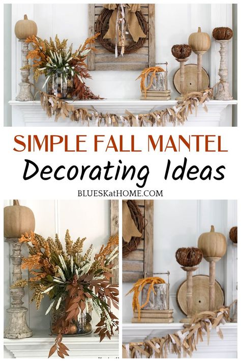 Fall Mantels Mantles Decor, Simple Fall Mantle Decor, Fall Apothecary Jars, Simple Fall Mantle, Thanksgiving Mantel Decor, Fall Mantel Decorating Ideas, Fall Fireplace Mantel, Mantel Decorating Ideas, Fall Mantle Decor