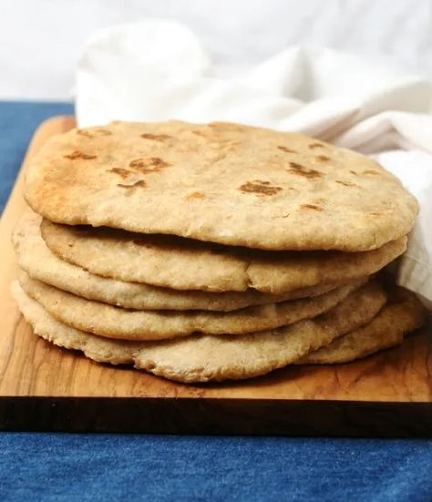 Easy Whole Wheat Flatbread - Alison's Allspice Whole Grain Flat Bread Recipe, Whole Wheat Flatbread Recipe, Wheat Flatbread Recipe, Soft Fluffy Bread, Fluffy Bread, Baking Power, Flatbread Recipe, Homemade Foods, Naan Recipe