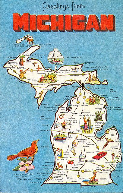 1 Michigan Poster, Cornish Pasty, Michigan Map, History Pics, Packing Wardrobe, Michigan Art, Meat Pies, Harbor Springs, Vintage Michigan