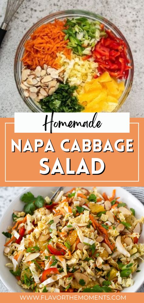 Pioneer Woman Napa Cabbage Salad, Cabbage Salad Meal Prep, Napa Salad Recipes, Asian Napa Cabbage Salad, Savory Cabbage Salad Recipes, Kona Grill Asian Salad Recipe, Yay Recipes Cabbage Salad, Cabbage And Chicken Salad, Nappa Cabbage Coleslaw