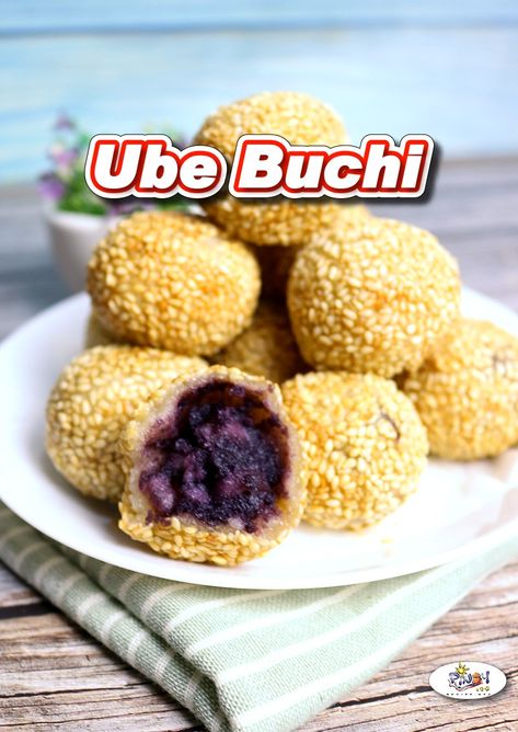 Ube Buchi Recipe is easy-to-cook, affordable, and consists of glutinous rice flour filled with Ube Halaya, deep-fried and covered with sesame seeds. via @filipinorecipes Essen, Buchi Recipe, Filipino Soup Recipes, Biko Recipe, Rice Flour Recipes, Ube Halaya, Filipino Dessert Recipes, Pinoy Recipe, Beras Ketan