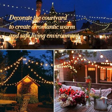 #stringlightsoutdoor #weddingDIYideas Waterproof LED #Bulbs Indoor/Outdoor #HangingLighting #amazon #amazonmusthave These patio lights emit a warm glow which makes you feel cozy and has a relaxing time in your outdoor space after a day's work. Made of durable flexible cord and clear glass bulbs, our string lights are designed to withstand the wear and tear of year-round outdoor use; Layers of insulation enhance the strand to withstand extreme temperatures, rainy, windy, or damp climates. Led String Lights Outdoor, Patio Lights, Outdoor String Lights, Solar String Lights Outdoor, Patio String Lights, Globe String Lights, Bulb String Lights, Patio Party, Backyard Porch