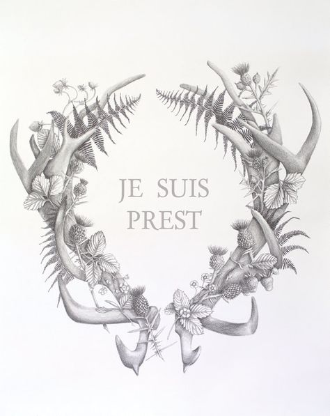 Je Suis Prest - I am ready. Its the perfect gift for Outlander fans, and is a beautiful reminder of the stories and characters we have come to Drawing Antlers, Outlander Tattoos, Outlander Art, Large Art Print, Je Suis Prest, Outlander Costumes, Outlander Quotes, Print Drawing, Botanical Drawing