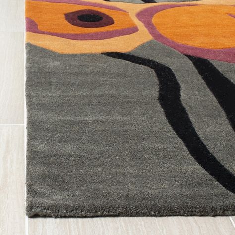 Viscose Rug, Square Area Rugs, Contemporary Bedroom Decor, Chic Pattern, Orange Rugs, Hand Tufted Rugs, Distressed Rugs, Tufted Rug, Grey Area Rug