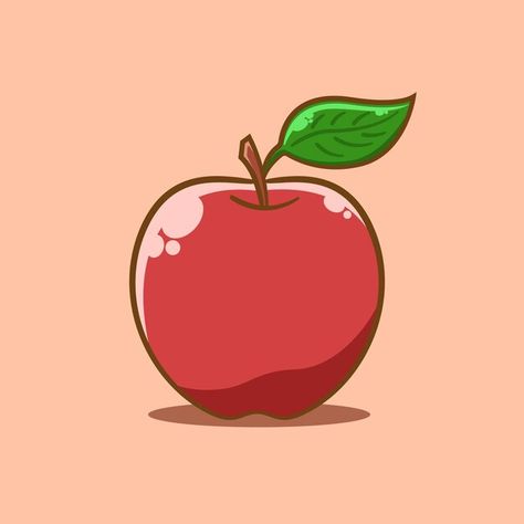 Apple Digital Art, Apple Vector Illustration, Manzana Aesthetic, Apple Drawing Simple, Cute Apple Drawing, Draw An Apple, Apple Cartoon, Cartoon Apple, Apple Drawing