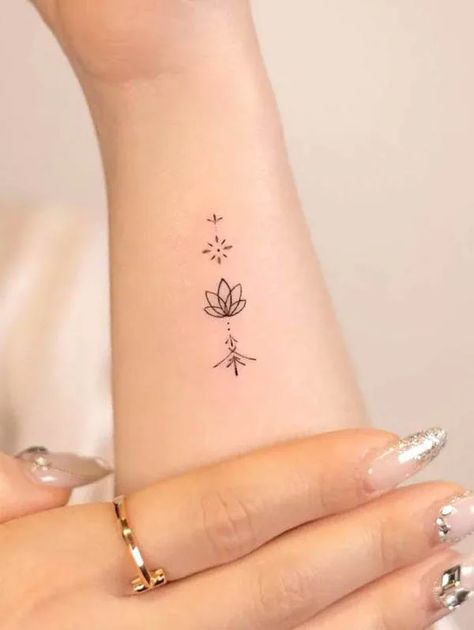 Simple Lotus Flower Tattoo, Lotus Tattoos, Lotus Flower Tattoo Design, Spiritual Tattoos, Flower Tattoo Designs, With Meaning, Small Tattoo, Tattoo You, Tattoos With Meaning