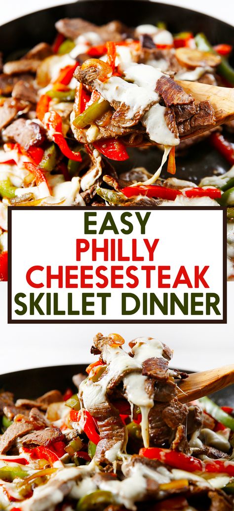 Lexi's Clean Kitchen | Philly Cheesesteak Skillet Cheese Steak Skillet, Philly Cheesesteak Skillet, Cheesesteak Skillet, Steak Skillet, Lexi's Clean Kitchen, Low Carb Low Fat Recipes, Boiled Egg Diet Plan, Cheese Steak, Philly Cheese