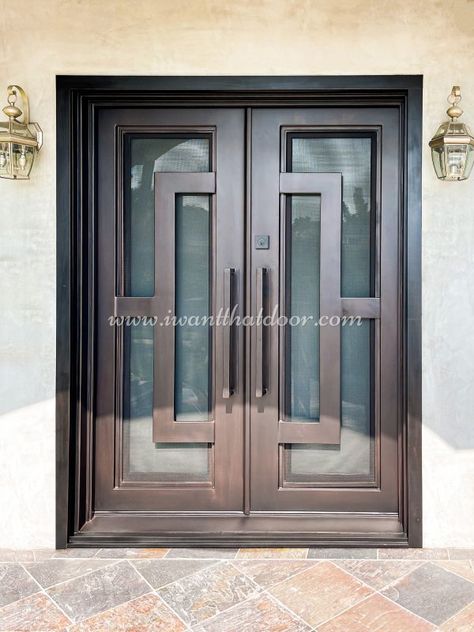 Iron Door Design Modern Entrance, Iron Doors Design, Wood Gates Driveway, Wrought Iron Entry Doors, Double Front Entry Doors, Entry Door Designs, Iron Front Door, Iron Entry Doors, Iron Door Design