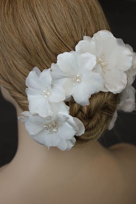 Bespoke for Yasmin_Franca floral bridal headpiece 1 Conventional Beauty, Bridal Floral Headpiece, Bun Wrap, Wedding Hair Up, Bridal Headpiece, Custom Bridal, Floral Bridal, Floral Crown, Bridal Headpieces