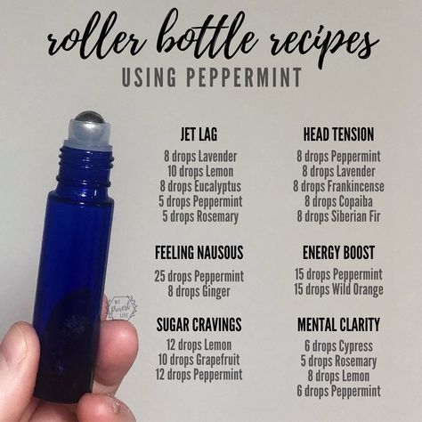 Yesterday we talked all about Peppermint! So, today I am sharing 6 roller bottle blends using none other...Peppermint! . From head tension… Essential Oils Energy, Essential Oils For Nausea, Essential Oil Blends Roller, Essential Oil Roller Bottle Recipes, Essential Oil Perfumes Recipes, Roller Bottle Recipes, Roller Bottle Blends, Essential Oil Combinations, Essential Oil Roller Balls