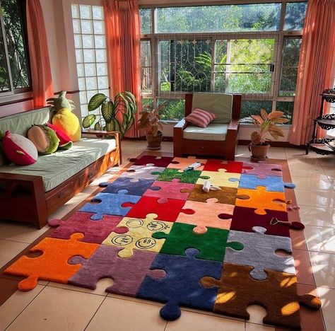 Playful Interior Design, Puzzle Rug, Playful Interior, Tuft Rug, Interior Design Instagram, Art Rugs, House Items, Rug Ideas, Apollo Box