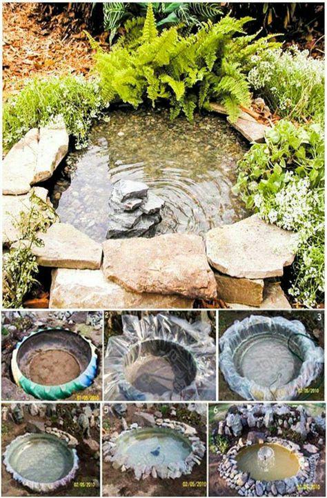 Estanque Tire Pond, Diy Ponds Backyard, Taman Air, Garden Pond Design, Diy Pond, Diy Garden Fountains, نباتات منزلية, Summer Mantle, Pond Design