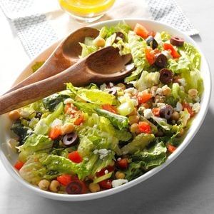 Feta Garbanzo Bean Salad Recipe: How to Make It Salads Vegetable, Salad Shooter, Garbanzo Beans Salad, Greek Chickpea Salad, Hail Caesar, Mediterranean Meals, Summer Sides, Satisfying Salads, Cold Foods