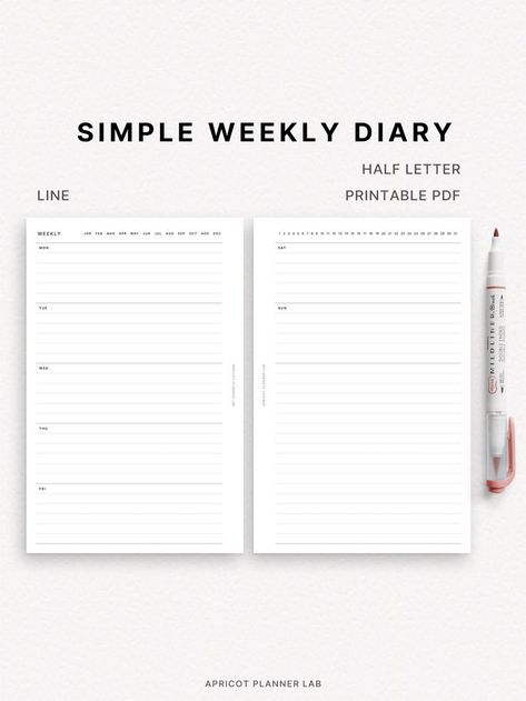 This weekly planner is truly minimal. You can use this template for any purpose and make it your own planner. You're free to decorate this weekly because there're no unnecessary letters or lines that occupy the room. Also, the large memo box is a distinct feature of this planner. | Mon and Sun starts | Undated | Horizontal Weekly Planner | Printable PDF | Week on 2 pages | Week at a glance | Weekly overview | Lined Weekly Horizontal Weekly Planner, Vertical Layout Planner, Simple Weekly Planner, Weekly Overview, Bullet Journal For Beginners, Weekly Diary, Undated Weekly Planner, Weekly Planner Template, Perfect Planner