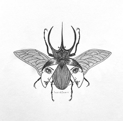 Beetle With Face Tattoo, Sternum Beetle Tattoo, 3d Moth Tattoo, Unique Insect Tattoo, Bug Face Tattoo, Beetle With Wings Tattoo, Beetle Sternum Tattoo, Insect Flash Tattoo, Stag Beetle Drawing