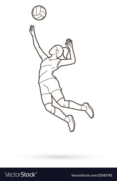 Drawing Volleyball Poses, Easy Drawings Volleyball, Volleyball Line Art, Volleyball Drawing Ideas, Volleyball Drawing Easy, Volleyball Drawing Poses, How To Draw A Volleyball, Volleyball Ball Drawing, Volleyball Doodles