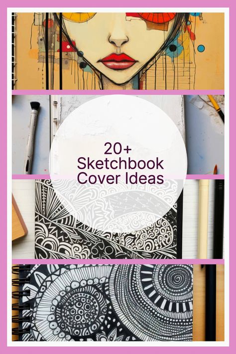 20 Sketchbook Cover Ideas: Creative Designs to Personalize Your Art Journal - Artsydee | Drawing, Painting, Craft & Creativity Painting On Sketchbook Cover, Sketchbook Cover Ideas Drawing, Sketch Book Cover Ideas Drawings, Sketchbook Covers Ideas, Art Sketchbook Cover Ideas, Sketchbook Design Cover, Sketchbook Cover Design, Sketch Book Cover Ideas, Sketchbook Cover Ideas