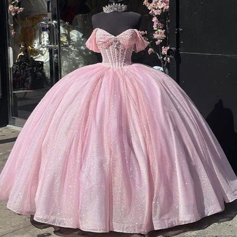 The Perfect Quinceanera Gown For A Dreamy Quince Theme – MyChicDress Pink Quince Backdrop, Baby Pink Sweet 16 Dress, Quinceñera Dresses Pink, 16 Birthday Dress, Pink Quinceanera Dresses, Xv Ideas, Xv Dresses, Pink Quinceanera, Vestido Pink