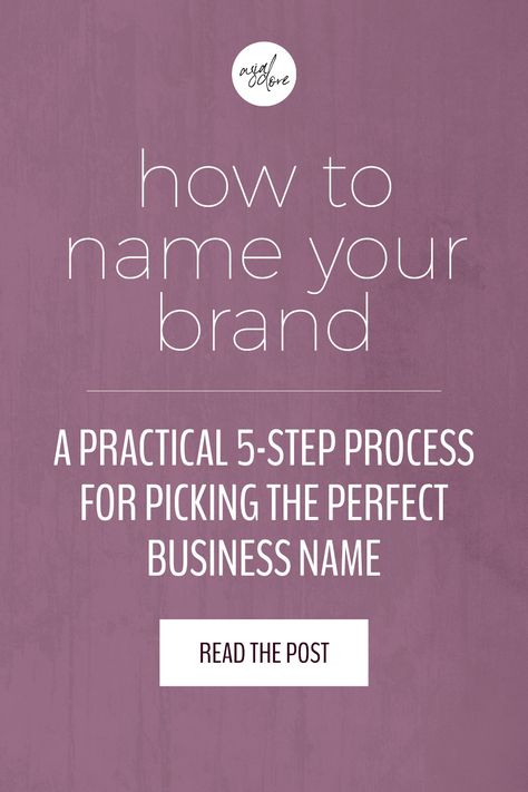 If you have a great idea for your business but got stuck on choosing a name for your brand, I don’t blame you! Choosing a business name feels like a really big decision. In this blog post, I’m breaking down my 5-step process for how to pick a brand name - if you want to find a name that’s both strategic and creative, read it now >>>  Business Branding | Brand Identity Design | Female Entrepreneur Branding | Brand Recognition | New Business Names How To Choose A Name For Your Business, Meaningful Names For Business, How To Name Your Business, Name Brand Logos, Creative Brand Names, Unique Brand Names, Name Logo Ideas, Abbreviation Logo, Brand Name Ideas