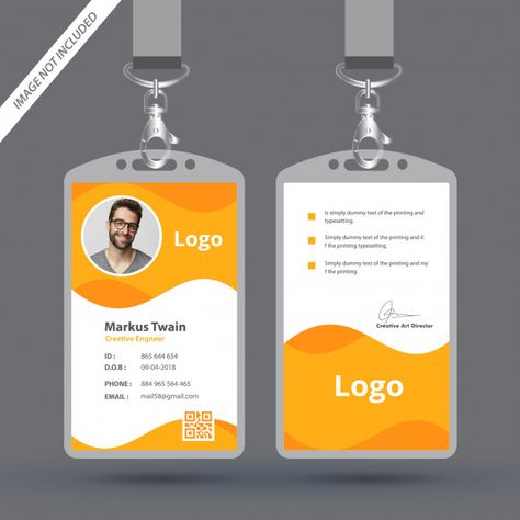 Simple and clean employee id card design... | Premium Vector #Freepik #vector #background #business-card #mockup #business Company Id Card Design, Event Badge Design, Id Card Design Template, Social Media Images Design, Id Card Design, Identity Card Design, Employee Id Card, Graphic Design Cv, Employees Card