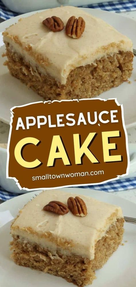 Cake With Pecans, Easy Applesauce, Applesauce Spice Cake, Applesauce Cake Recipe, Cinnamon Cream Cheese, Applesauce Cake, Apple Dessert Recipes, Apple Cake Recipes, Cinnamon Cream Cheese Frosting