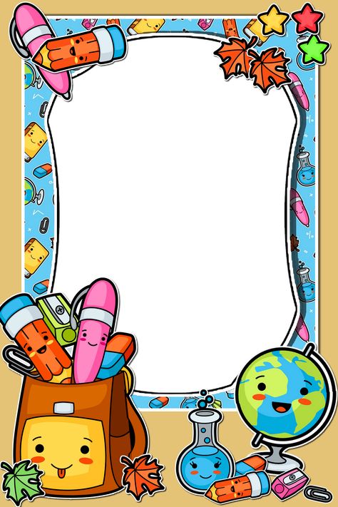 Preschool Scrapbook, School Photo Frames, School Binder Covers, Araling Panlipunan, School Border, School Board Decoration, Colorful Borders Design, School Frame, School Murals